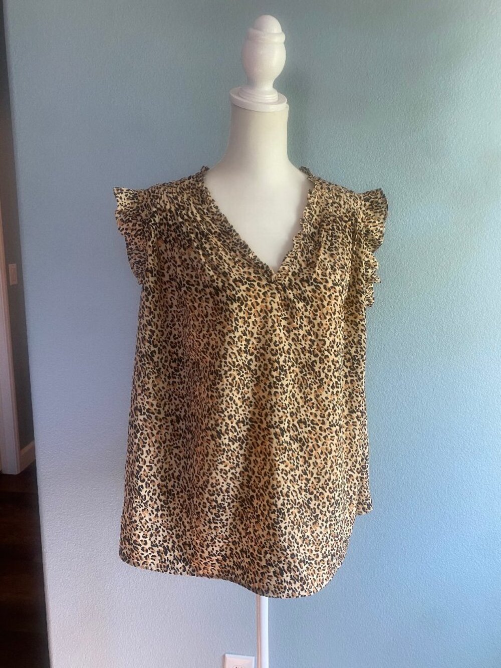 On 34th Cheetah Set Ruffle Sleeve Top 1X